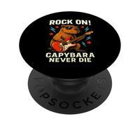 Capybara Rock On Suonare Chitarra Divertente Animale Musica Design PopSockets PopGrip Adesivo