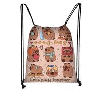 Capybara-Rucksack - Niedlicher Tier-Turnbeutel, leichter Reisebeutel, strapazierfähige, wasserabweisende Sporttasche, weiche Schultertasche | für Kinder, Frauen, Männer, Schule, Training, Pick, a