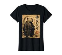 Capybara Samurai Japan Maglietta con Stampa Grafica Economica, Donna, Nero, L