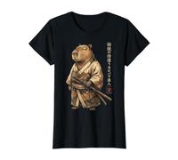 Capybara Samurai Japan Maglietta con Stampa Grafica Economica, Donna, Nero, L