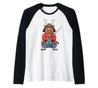 Capybara Samurai Ukiyo-e Giappone Giapponese Katana Maglia con Maniche Raglan