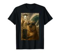 Capybara Selfie with Dinosaurs UFO And Giant Wave Maglietta