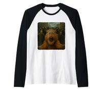 Capybara Selfie Zombies Apocalisse Umorismo Divertente Halloween Maglia con Maniche Raglan