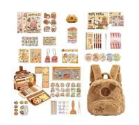 Capybara, set di carta da lettere per bambini, confezione con utensili da scrivere per studenti, borsa organizer, adorabile di organizzazione per studi con motivi di animali e design portatile