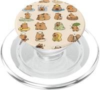 Capybara - Simpatici capibara per bere il tè, motivo: animale su sfondo beige PopSockets PopGrip per MagSafe