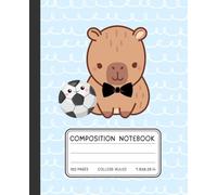 Capybara Soccer Composition Notebook - Kawaii Sports-Themed College-Ruled Journal with Cute Bow Tie | 7.5 x 9.25 in | 120 Pages | Light Blue Swirl ... Pad for Boys, Girls & Kawaii Stationery Fans