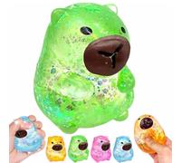 Capybara Squishy Glitter, Animal Squeeze Balls Cute Capybara Stress Ball Anxiety Relief Slow Rise Sensory Sparkly Jelly Squishies Cute Desk Toy for Teens Adults Anxiety Relaxation Party Gift (Green)