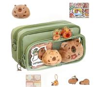Capybara Stationary Set For Kids,Capybara School Supplies Set, Capybara Pencil Case, Wide Opening Mouth Pencil Pouch Cute Pen Case Capybara Stationery Set for School (Green)