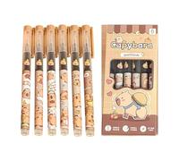 Capybara Stationery Pen - Set di penne estetiche Capybara | 6 penne creative a sfera Capybara | Penne da stampa da 0,5 mm, penne a sfera estetiche a sfera ad asciugatura rapida, set di cancelleria per