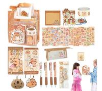 Capybara Stationery Set For Students | 73/127-Piece School Supplies Kit | Cute Animal Theme Scrapbook Sticker Pack | Boys Girls Learning Gift Bundle