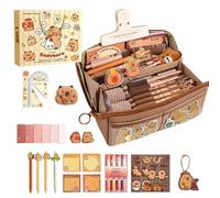Capybara Stationery Set, Large Pencil Case, Cute Pen Organizer, Pencil Case Bag, Capybara Stationery Set With Large Capacity Pencil Case, Pens, Stickers, And Clips For Kids School Supplies