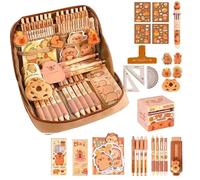 Capybara Stationery Set - Multi Level Pen Pouch, Reliable Organizer Storage Pouch, Adorable Animal Design Wide Opening Bag Easy Access | Perfect for Stationery Homework Travel School Activities