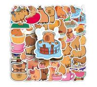 Capybara Stickers - 50-Pieces Capybara Water Bottle Stickers | Waterproof Capybara Stickers | Cute Stickers Aesthetic Decals | Animal Capybara Sticker Pack | Capybara Decal For Laptop