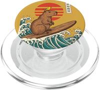 Capybara Surf Giapponese Grande Onda Kanagawa Ukiyo-e PopSockets PopGrip per MagSafe
