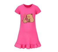 Capybara Swing Dress per Le Ragazze Studenti Manica Corta Estate Vestito Casual da Festa Twirly Dresses,Rosa,100cm