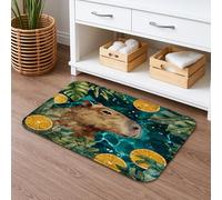 Capybara - Tappetino da bagno ad asciugatura rapida, con foglie tropicali e fette d'arancia, antiscivolo, in memory foam, lavabile, per bagno, WC, decorativo, 50 x 81 cm