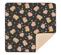 Capybara - Tappetino da gioco per bambini, motivo con stelle, 127 x 127 cm, spesso, morbido, antiscivolo, per bambini e neonati
