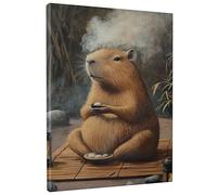 Capybara - Tela decorativa da parete, arte zen, illustrazione di animali della natura, accogliente estetica per soggiorno, camera da letto, ufficio, arte da parete consapevole 30,5 x 40,6 cm