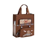 Capybara Tote Bag, Canvas Animal Bag, Large Capacity Travel Daypack Adorable Lightweight Secure Pockets, Kids Tote for Elementary Girls Boys Teens, 11.81x5.51x13.39 Inches, Dark Coffee, Light Coffee