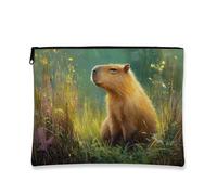 Capybara - Trousse per trucchi con illustrazione di animali, da viaggio, per donne, organizer portatile in tela con cerniera, regalo ideale per gli amanti della natura, beauty case per festival di