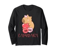 Capybara Valentine XO Love Hearts San Valentino Maglia a Manica