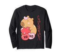 Capybara Valentine XO Love Hearts San Valentino Maglia a Manica
