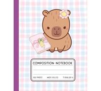 Capybara Vibes Pastel Composition Notebook: Cute Kawaii Wide-Ruled School Journal - 120 Pages, 7.5 x 9.25 in - Aesthetic Pastel Pink and Blue Plaid Cover with Adorable Capybara & Diary