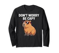 Capybara Vintage Retro Style Awesome Don't Worry, Be Capy Maglia a Manica