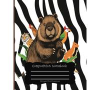 Capybara With Friends, Black White Striped Background : Composition Notebook By SoulDesign: 120 Pages/Wide Ruled/7.5" X 9.25"