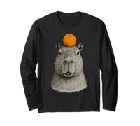Capybara With Mandarin On The Head Maglia a Manica