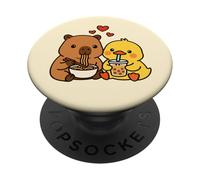 Capybara Yellow Duck Ramen Boba Tea BFF Amante degli animali PopSockets PopGrip Adesivo