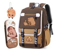 Capybara Zaino, Capybara Zainetti per Bambini Scuola Elementare Set con Astuccio Portachiavi Cartone Animato Borse Scuolas Zaino Casual Borsa Bag Carino Zainetto Casual Scuola Scuolas Zainetti