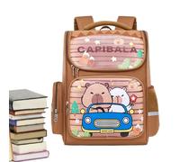 Capybara - Zaino per la scuola con motivo animale carino con design impermeabile divisorio per bambini, ragazzi, ragazze, ideale per asilo, elementare, viaggi, attività all'aperto, 30 cm, Marrone