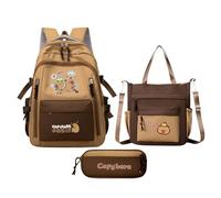 Capybara - Zaino per la scuola, per ragazze, con astuccio e borsa tote | Borsa estetica per laptop per studenti e ragazze, ideale per viaggi quotidiani e compagni di scuola, Modello Back to Back,