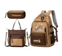 Capybara - Zaino per la scuola, per ragazze, con astuccio e borsa tote | Borsa estetica per laptop per studenti e ragazze, ideale per viaggi quotidiani e compagni di scuola, libro, Refer to