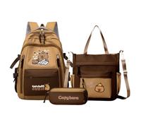 Capybara - Zaino scolastico con motivo cartone animato, con astuccio e borsa tote | Borsa estetica per laptop per studenti e ragazze, ideale per viaggi quotidiani e compagni di scuola, Libro