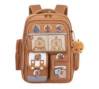 Capybara - Zaino scolastico con stampa animalier, borsa impermeabile per libri, spaziosa cerniera con cinghie imbottite, resistente per il trasporto quotidiano per l'organizzazione della cancelleria e