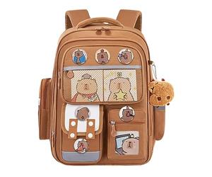 Capybara - Zaino scolastico con stampa animalier, borsa impermeabile per libri, spaziosa cerniera con cinghie imbottite, resistente per il trasporto quotidiano per l'organizzazione della cancelleria e