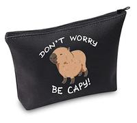 Capybaras Borsa per il trucco Animali Tema Regalo Divertente Don't Worry Be Capy Borsa per il trucco Animal Parody Regalo Capybaras Animal Amante Regalo, U.be Capy Blk, Borse cosmetiche