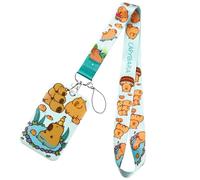Capybaras Cordini con portachiavi a forma di animale dei cartoni animati Bella tracolla porta badge porta carte per studenti ragazze Capybara cordini con portachiavi Bella tracolla animale cartone