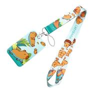 Capybaras Cordini con portachiavi a forma di animale dei cartoni animati Bella tracolla porta badge porta carte per studenti ragazze Capybara cordini con portachiavi Bella tracolla animale cartone