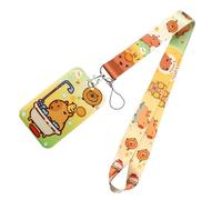 Capybaras Cordini con portachiavi a forma di animale dei cartoni animati, bellissimo cordino da collo, porta badge per studenti e ragazze