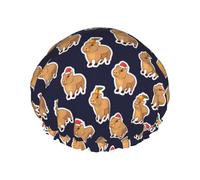 Capybaras - Cuffia per capelli per doccia, a doppio strato, riutilizzabile, impermeabile, grande, per donne, con fodera in PEVA e corda elastica