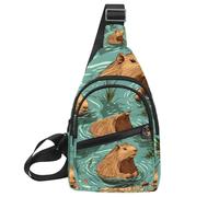 Capybaras in The Water 4 Small Crossbody Sling zaino borsa per donne uomini, Multicolore 07, 11.8x7x1.5in/30x18x4cm