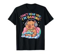 Capybaras Rodents Gaming Can't Hear You I'm Gaming Capybara Maglietta