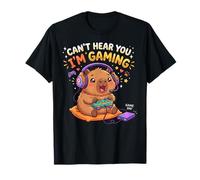 Capybaras Rodents Gaming Can't Hear You I'm Gaming Capybara Maglietta