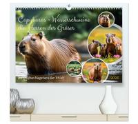 Capybaras - Wasserschweine die Herren der Gräser (hochwertiger Premium Wandkalender 2026 DIN A2 quer), Kunstdruck in Hochglanz: Die größten Nagetiere der Welt