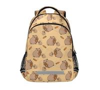 Capybare - Zaini con motivo mangiare, per bambini, scuola, studenti, libri, per ragazzi e ragazze, stile casual