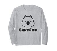 CapyFun Carino Capybara Face Logo Nero Maglia a Manica