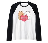 CapyFun Love Heart San Valentino Maglia con Maniche Raglan